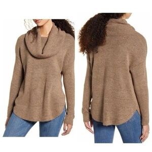 Elegant Brown Cowl Neck Sweater
